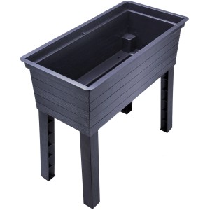Garantia Urban aiuola rialzata da balcone, aiuola rialzata in plastica antracite con struttura in legno, 75x37 cm.