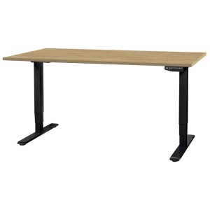 Contini Bürotisch höhenverstellbar Eiche Schwarz 64,5 - 130 x 180 x 80 cm