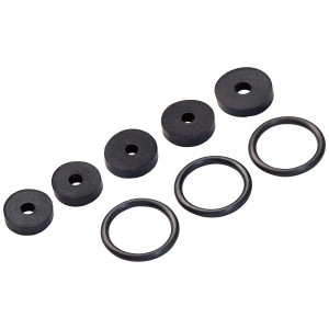 Set di guarnizioni per testata valvola con O-ring e dischi valvola in gomma.