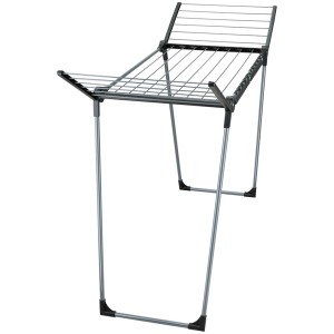 Stendibiancheria Leifheit Pegasus 150 Solid Slim, 15 m di lunghezza stendibile, nero, con ali pieghevoli.