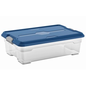 Boîte multi-usage OBI Cadiz M, 27 l, boîte de rangement transparente avec couvercle bleu.