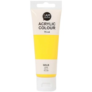 Tube I Am Creative Acrylfarbe Gelb, 75ml. Ideal für Künstler und Hobbybastler.