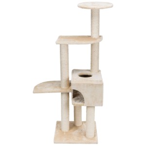 Arbre à chat beige Trixie Alicante, 142 cm de haut, avec plateformes, grotte et poteaux en sisal.