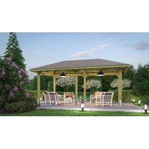 Gazebo da giardino Weka Paradies B impregnato a pressione con area salotto in giardino.