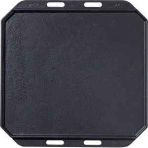 Cozze Gusseisenpfanne 33x33 cm, Grillutensil mit Untersetzer. Wendbar, für Grill & Küche.