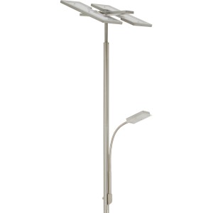 Lampadaire LED Briloner Floor moderne, design carré, finition nickel mat avec liseuse.