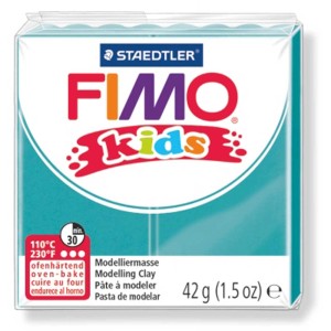 Fimo Kids Modelliermasse Glitter Türkis, 42g Packung, ofenhärtend.