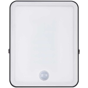 Schwarzer Ledvance LED-Außenstrahler mit Sensor, 30W, Warmweiß, 2550 Lumen.