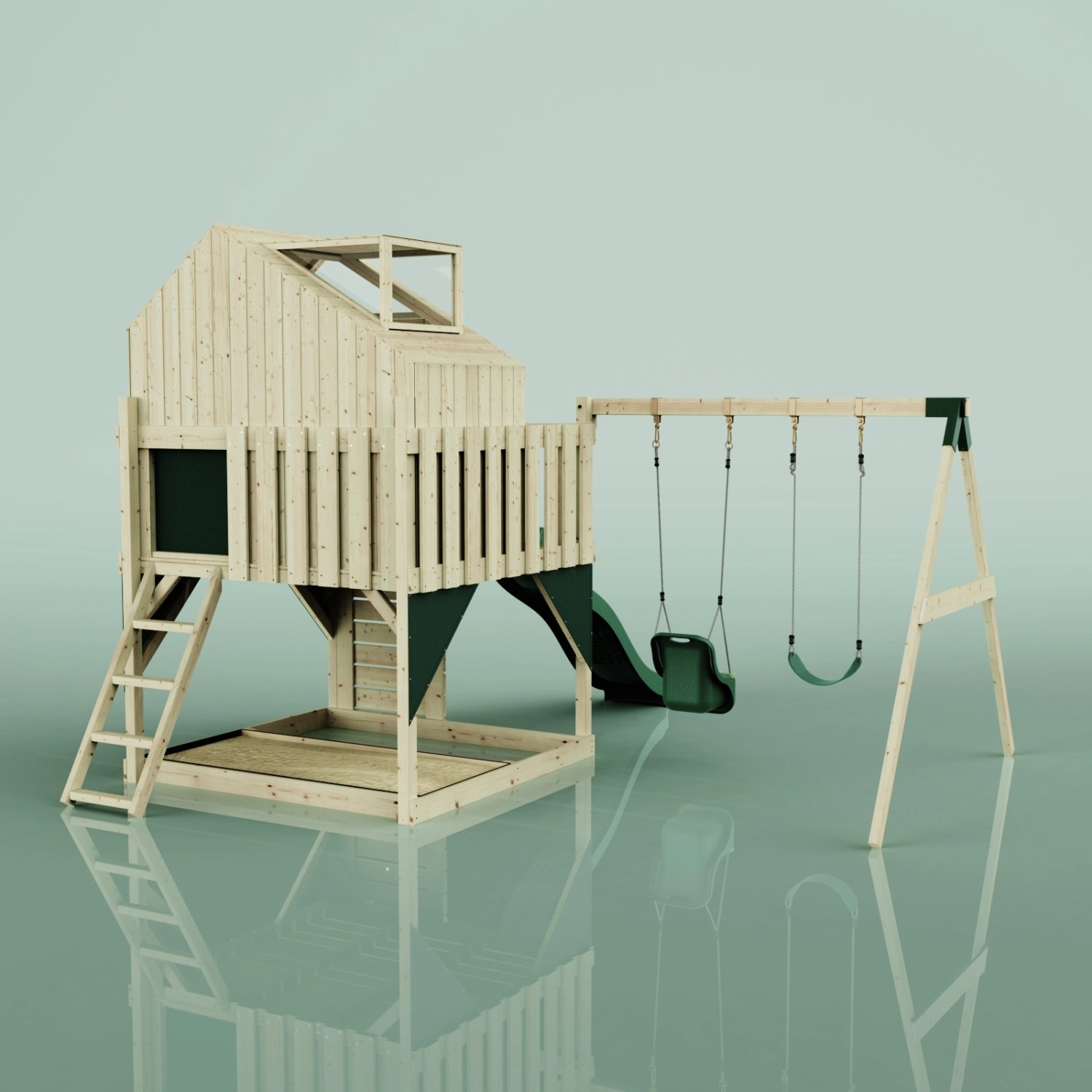 PolarPlay Spielturm Lasse Schaukel Babyschaukel Kletterturm Rutsche