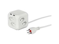 Steffen Steckdosenwürfel Weiss 8 x T13 / 2 x USB / 5 V / 2,4 A