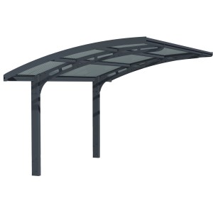 Palram Canopia Carport Arizone Wave mit gebogenem Dach und anthrazitfarbenen Pfosten.
