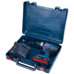 Bosch Professional GSB 18V-25 trapano avvitatore a percussione a batteria in valigetta con batteria e caricabatterie.