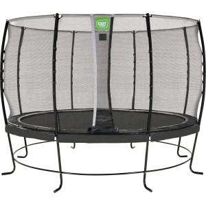 Trampolino nero EXIT Lotus Classic Ø 366 cm con rete di sicurezza per il giardino.