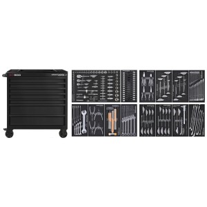 Kraftwerk BT900 Servante d'atelier professionnelle, set de 211 pièces, noir. Chariot à outils avec outils.