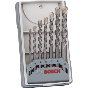 Set di punte per trapano per cemento Bosch CYL-3 Silver Percussion, 7 pezzi (4-10 mm) in valigetta.