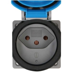 Presa da incasso Tipo 13, IP55, grigio chiaro-blu, per programmi di interruttori a parete.