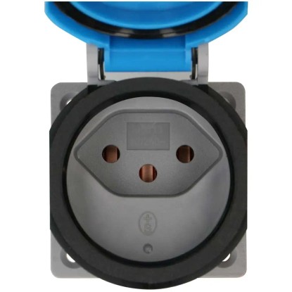 Einbausteckdose Typ13 L+N+PE IP55 Lichtgrau-Blau