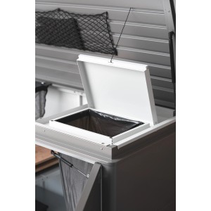 Supporto sacco per rifiuti Biohort per HighBoard 160 l, grigio-bianco, per una facile raccolta differenziata in giardino.