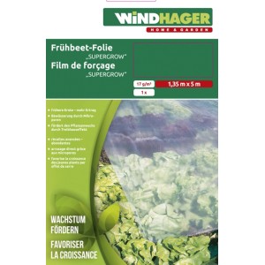 Windhager Film pacciamatura Supergrow trasparente, 1.35x5m, per crescita ottimale delle piante.