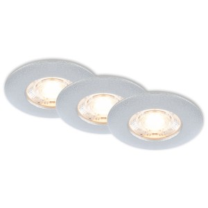 3er Set Briloner LED Einbauleuchten, chrom-matt, IP44, warmweißes Licht.