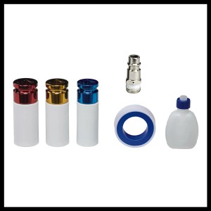 Accessori per avvitatore a impulsi Einhell TC-PW 610 Compact: bussole, olio, nastro sigillante, nipplo.