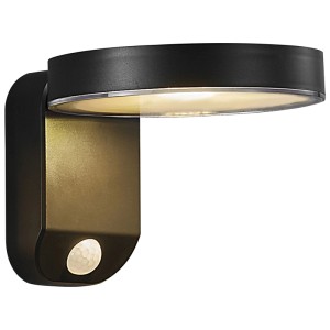 Nordlux LED Solar Wandleuchte Rica Round, schwarz, mit Bewegungsmelder.