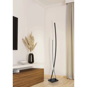 Lampadaire LED moderne EGLO ALBORAYA, noir, 113,5 cm de haut, lumière blanche chaude pour espaces de vie.