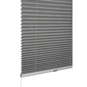 Tenda plissettata grigia Schöner Wohnen Milla, 70x130 cm, con texture crush per controllo luce e privacy.