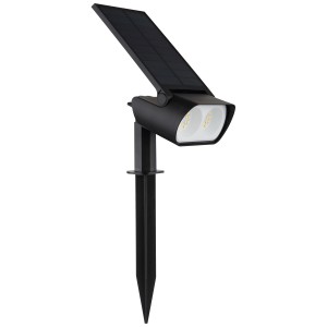 Faretto da terra solare a LED Globo nero con picchetto per illuminazione decorativa esterna.