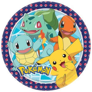 Assiettes en carton sur le thème de Pokémon, 8 pièces, idéales pour les anniversaires d'enfants et les fêtes.