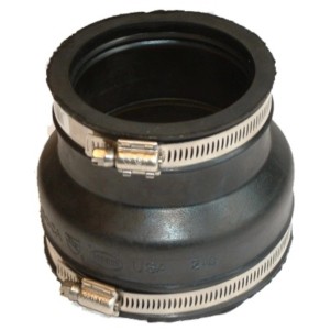 Raccordo di transizione per tubi HT Marley DN 40-50/53-63 in EPDM con connettore a tensione in acciaio inox.