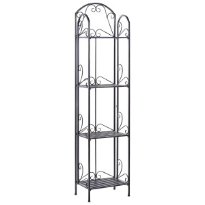 Scaffale da bagno nero Beliani Valdivia in stile antico con 4 ripiani in metallo.