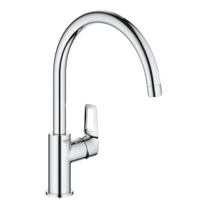 Miscelatore monocomando per lavello Grohe QuickFix Start Loop, cromato, con bocca alta.