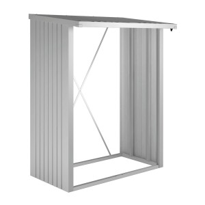 Biohort WoodStock 150, étagère à bois, argent métallisé, en tôle d'acier galvanisée à chaud.