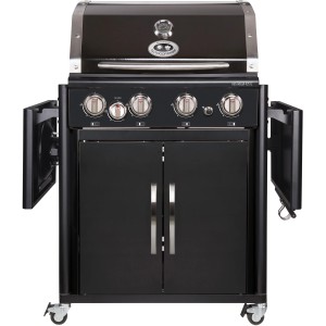 Barbecue a gas nero Outdoorchef Australia 425 G con ripiani e mobile base.