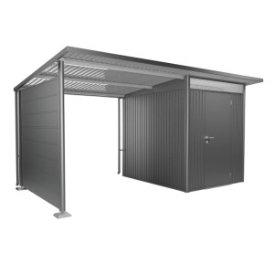 Panneau latéral Biohort pour toit latéral AvantGarde A2/A6, gris quartz métallisé, comme protection contre le vent et les intempéries.