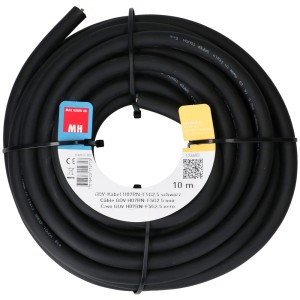 Cavo GDV nero H07RN-F5G2.5, cavo flessibile in gomma da 10 m arrotolato.