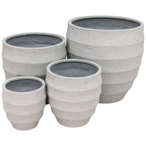 Vasi Gartec Fiber Round Groove Cream, varie dimensioni, per uso esterno.