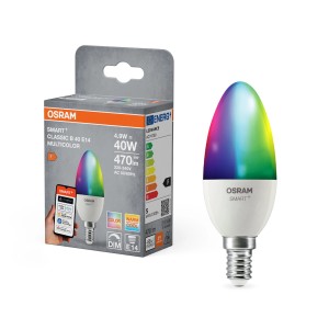 Lampadina LED Osram Matter E14 a candela RGBW, illuminazione smart per la tua casa.