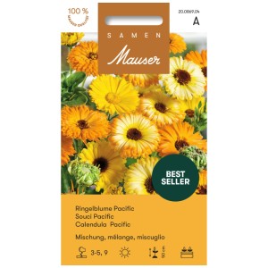 Confezione di semi Calendula Pacific, fiori doppi nei toni del giallo e dell'arancio.