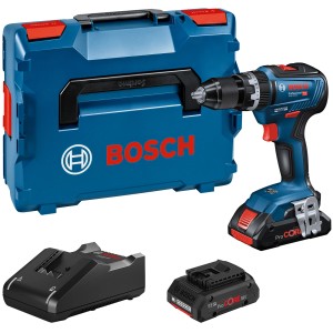 Bosch Professional GSB 18V-55 trapano avvitatore a percussione con batterie, caricabatterie e L-Boxx.