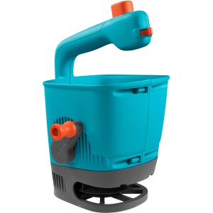 Spargitore manuale Gardena M per spargere semi, fertilizzanti e sale stradale. Spargitore manuale turchese e grigio.