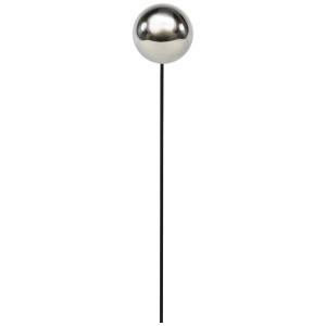 Gartenstecker mit silberner Edelstahlkugel, 107 cm hoch, Gartendekoration.