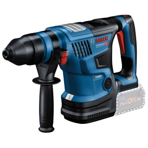 Bosch Professional Tassellatore a batteria GBH 18V-34 in valigetta, blu, con impugnatura supplementare e batteria.