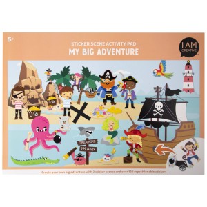 I Am Creative Bloc d'activités Adventure A3 avec thème pirate et autocollants.