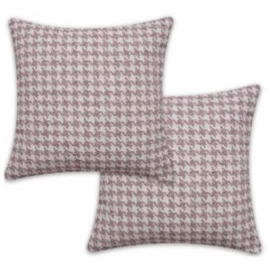 Due cuscini rosa antico con motivo pied-de-poule, 45x45 cm. Cuscini decorativi per soggiorno e camera da letto.
