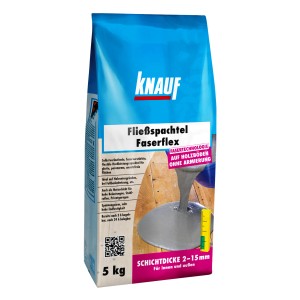Knauf Fliessspachtel Faserflex 15, sac de 5 kg, enduit autolissant pour intérieur et extérieur.