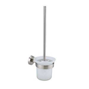 Nie Wieder Bohren WC-Bürstengarnitur Moon mit Halterung aus Chrom und satiniertem Glas.