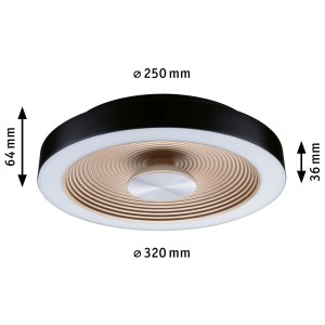 Plafonnier LED dimmable Volea de Paulmann, noir et or, 18W, 3000K, 470/1650lm.