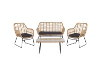 Beliani Lounge-Set Minori 4-Sitzer Polyrattan Naturfarben